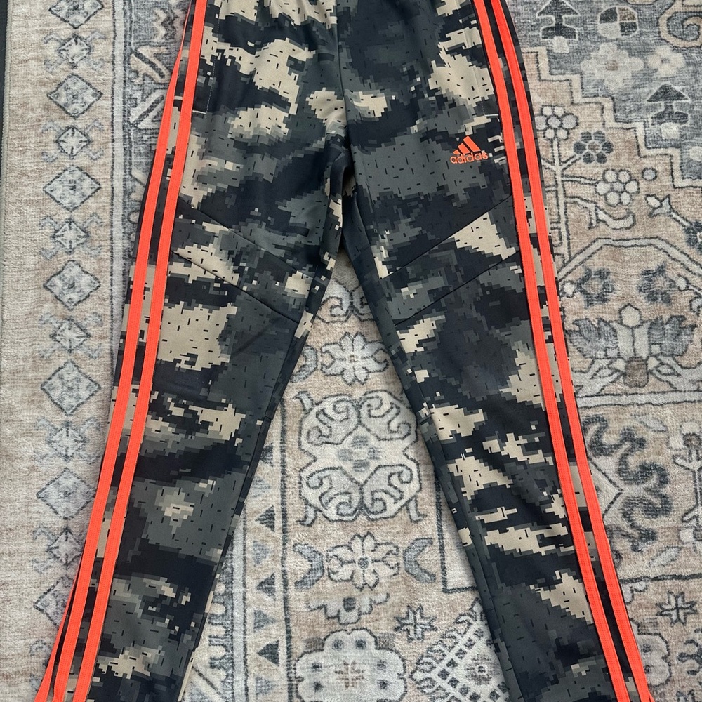 Adidas Kids Camo Print Track Pants - Black and Orange